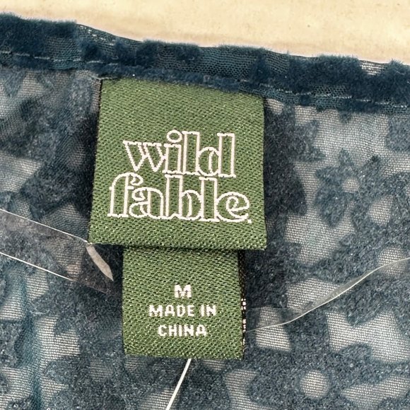 Wild Fable Women's Size Medium Blouse Tie Front Long Sleeve Dark Teal New - Picture 5 of 12